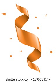 orange ribbon on white background. Vector illustration