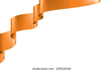 orange ribbon on white background. Vector illustration