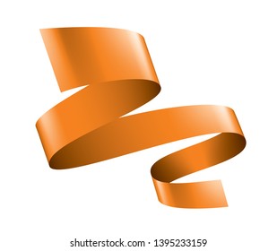 orange ribbon on white background. Vector illustration
