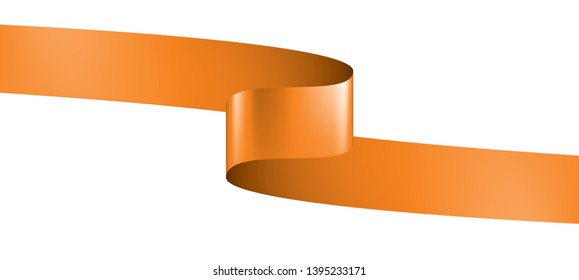 orange ribbon on white background. Vector illustration