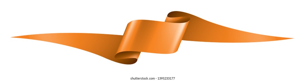 orange ribbon on white background. Vector illustration