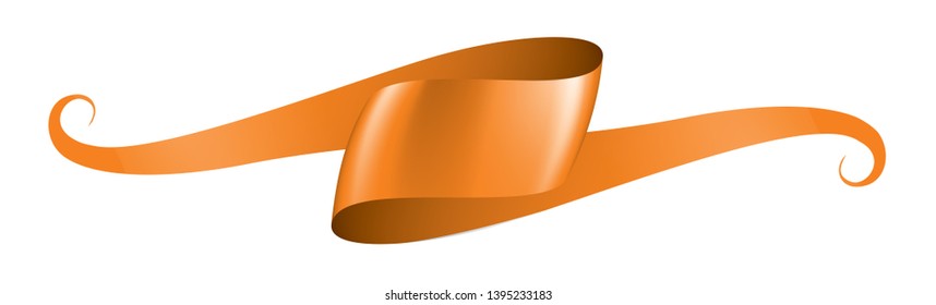 orange ribbon on white background. Vector illustration