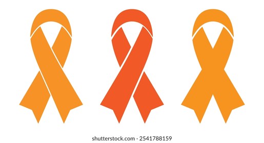 Conjunto de cinta naranja de diseño plano diseño de Vector aislado fondo blanco