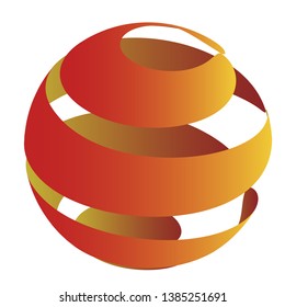 orange ribbon sphere vector 3d on white background