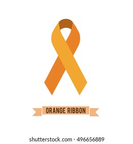 Orange ribbon - symbol leukemia, Multiple Sclerosis awareness, self injury, reflex sympathetic dystrophy (RSD), skin cancer, Underage Drinking, Deep Vein Thrombosis, kidney cancer awareness