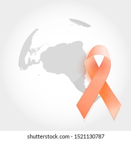 Orange Ribbon a Symbol of Leukemia. Vector Illustration EPS10