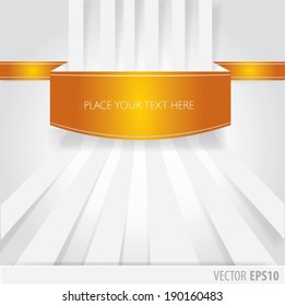 The Orange ribbon with text and white stripes as background