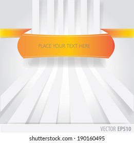 The Orange ribbon with text and white stripes as background
