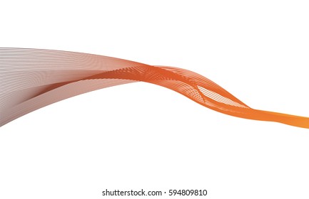 Orange ribbon wave line effect background.