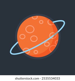 orange ringed planet in flat vector design