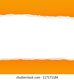 Orange Rip Paper With Gradient Mesh, Vector Illustration