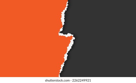 Orange Ripped Torn Paper In Black Background design template. Good Use For Presentation Or Banner