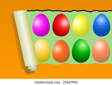 Orange ripped wall paper with Easter Egg -vector