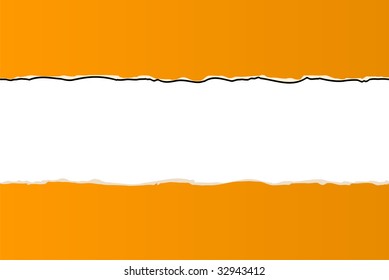 orange ripped wallpaper on white background -vector