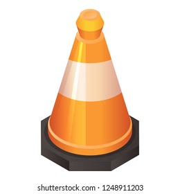 Orange road cone icon. Isometric of orange road cone vector icon for web design isolated on white background