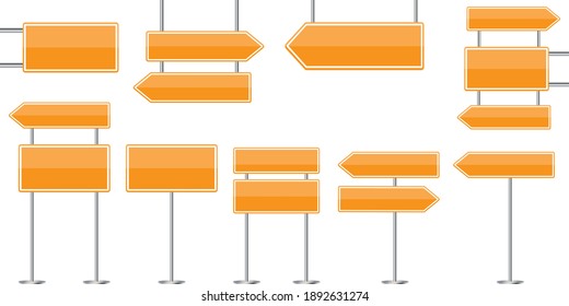 Orange road signs for site design. Information icon vector. Stock image. EPS 10.