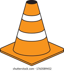 Orange road traffic cone vector icon