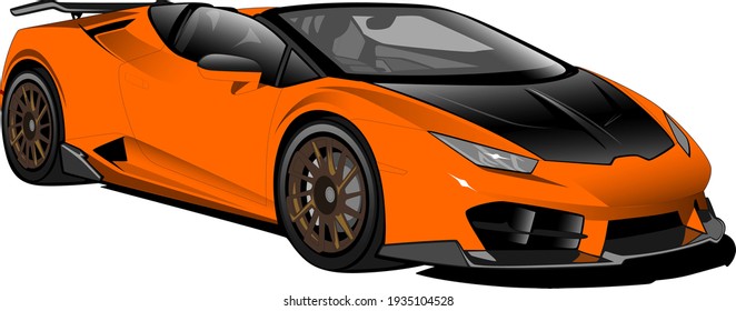 orange roadster coupe car front side vector illustration