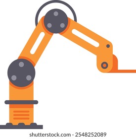 El brazo robótico naranja, que simboliza la automatización industrial, ejecuta tareas con precisión y eficiencia en un entorno de fábrica moderno, mejorando la productividad y agilizando las operaciones