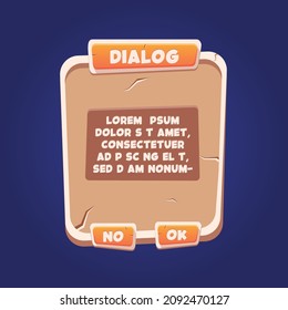 Orange and rock look dialog window design for games