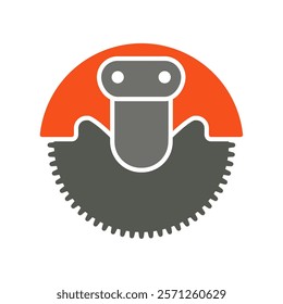 orange rock saw bucket excavator attachment flat icon design