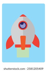 an orange rocket flying into space