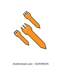 Orange Rocket icon isolated on white background.  Vector Illustration