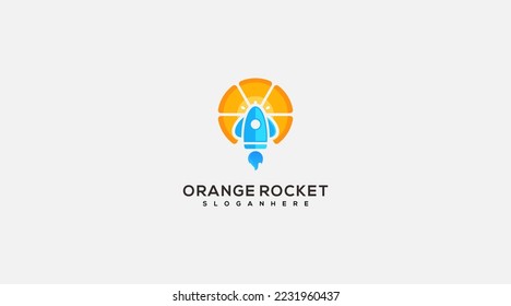 Orange rocket logo design icon template vector