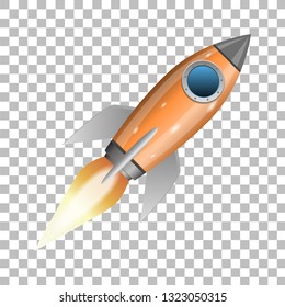 Orange rocket ship launch, vector illustration