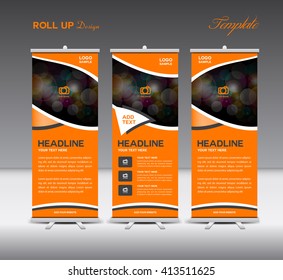 Orange  Roll Up Banner template, stand template design ,banner template,roll up display,advertisement