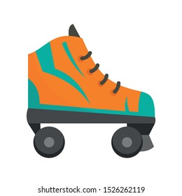 Orange roller skates icon. Flat illustration of orange roller skates vector icon for web design