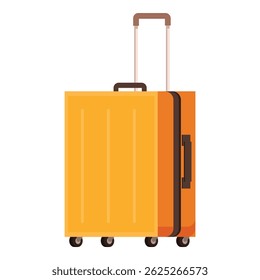Orange rolling suitcase packed and ready for travel, symbolizing adventure, business trips, and getaways