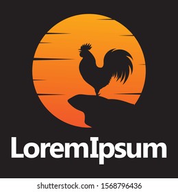 orange Rooster logo icon vector