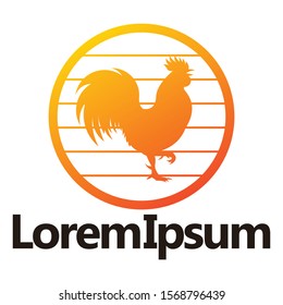 orange Rooster logo icon vector