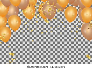 Orange rose gold balloon banner on background vector illustration. Sale Vector illustration. template