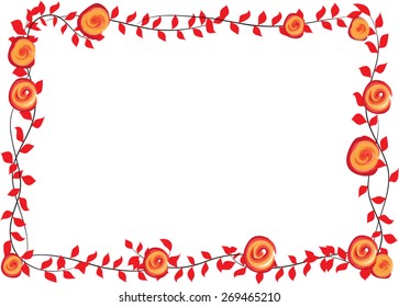 orange rose with leaf border