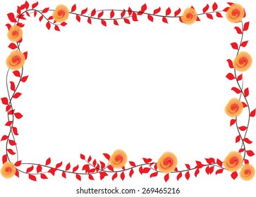 Orange Rose Leaf Border Stock Vector (Royalty Free) 269465216