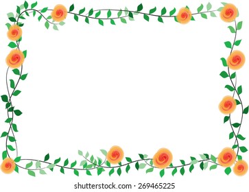 Orange Rose Leaf Border Stock Vector (Royalty Free) 269465201