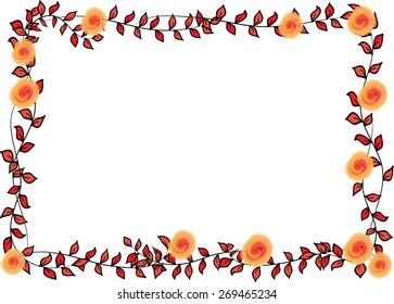 Orange Rose Leaf Border Stock Vector (royalty Free) 269465234 