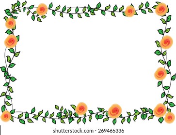 Orange Rose Leaf Border Stock Vector (Royalty Free) 269465201