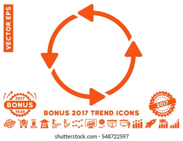 Orange Rotation CCW pictograph with bonus 2017 year trend symbols. Vector illustration style is flat iconic symbols, white background.