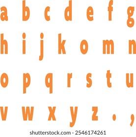 orange rough cut alphabet lowercase letters