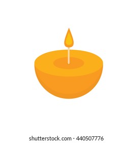 Orange round aroma candle Spa. Vector illustration.