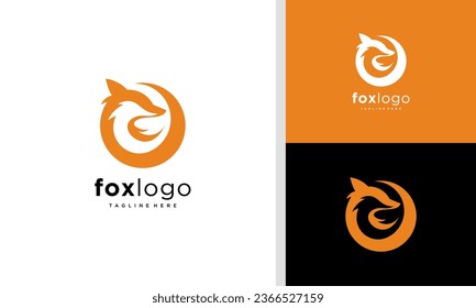 Orange Round Fox Logo Vorlage. Circle Abstraktes Fox Vektordesign. Tierzirkuläre Illustration	