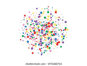 Orange Round Glitter Illustration. Circle Splatter Background. Red Carnival Confetti. Blue Fall Dot Texture.