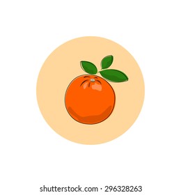 Orange, Round Icon Colorful  Orange, Fruit Citrus Icon , Vector Illustration
