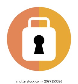 Icono de bloqueo redondo naranja. Padlock y vector clave sobre la seguridad.
