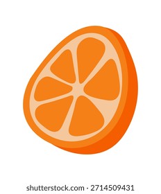Orangefarbenes Rundornament im flachen Stil. Öko-Frucht Geburtstagsdekoration mit Kraft und Geschenkbox Element. Modernes helles Design für Party-Dekor und Überraschung, ideal für kreative Feier Produkt.