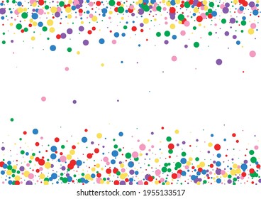 Orange Round Paper Background. Confetti Falling Texture. Blue Surprise Circle. Yellow Happy Dot Illustration.