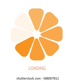 Orange round progress bars. Vector abstract symbol for webpage design. Loading bars and spinner with text - Loading. Round progress bar for interface web elements.
